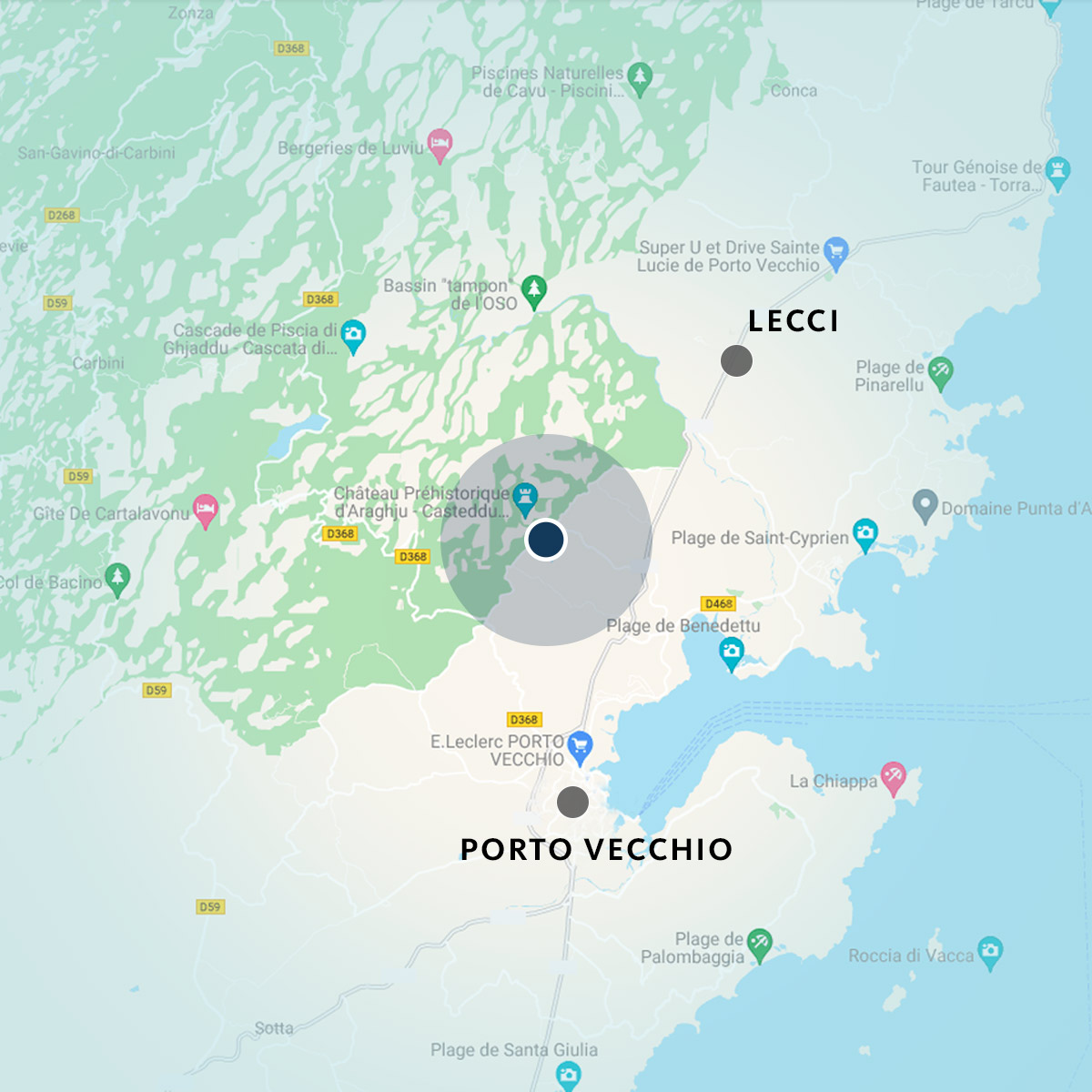 Maison Coriarraggio, location maison en Corse à Araggio, proximité Porto Vecchio